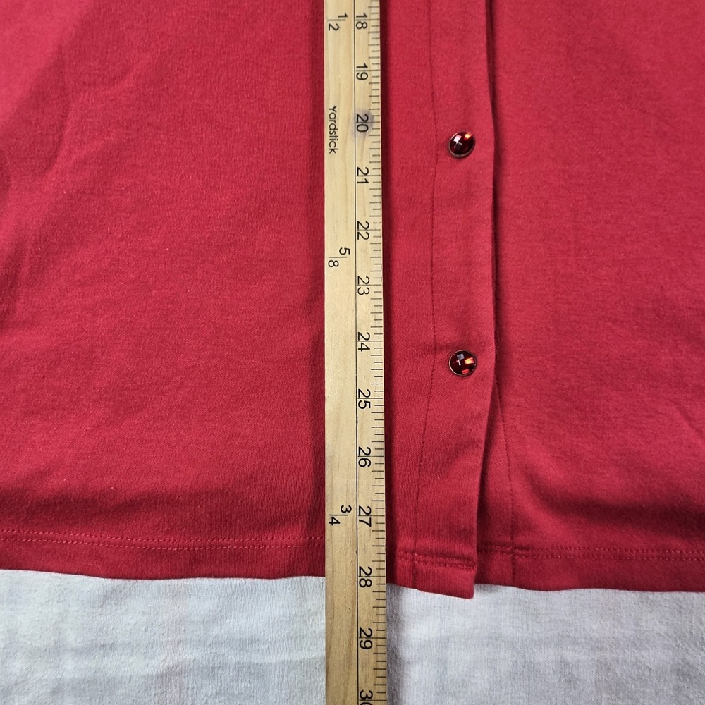 Quacker Factory Women's Holiday Joy V-Neck Cardigan Duet Tunic Top Red XL - Picture 6 of 16